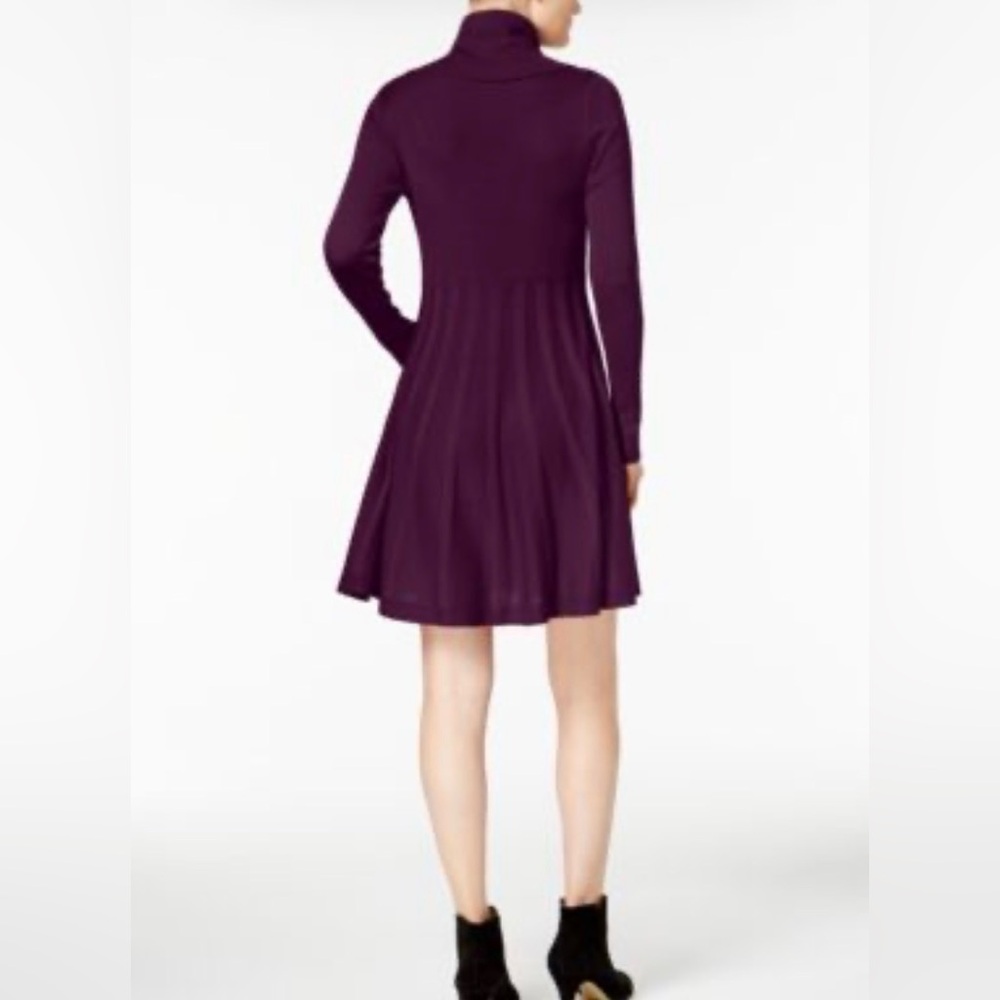 Calvin Klein Pleated Fit and Flare Cowl-Neck Sweater Dress